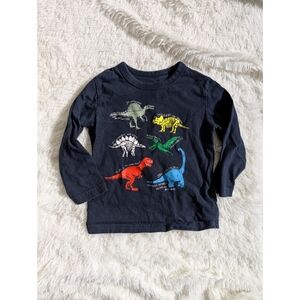 Baby GAP Navy Blue Dinosaur Graphic Long Sleeve Tshirt Size 18-24 Months